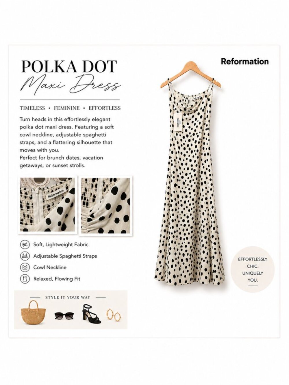 Reformation Odele Dress In Ink Blot -NWT